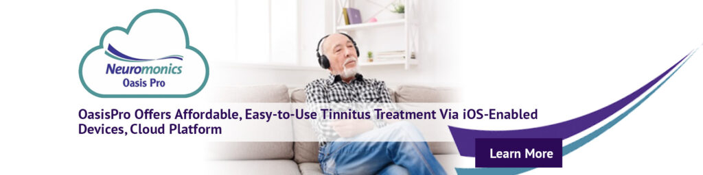Man being treated for tinnitus with Neuromonics 